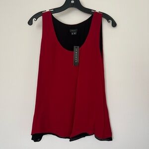 THEORY Women's Red & Black Sleeveless Flowy Thora Blouse Size P NEW